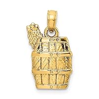 14k Gold Wine Barrel With Grapes 2 d Charm Pendant Necklace Measures 11.8x9.5mm Wide 1.4mm Thick Jewelry for Women