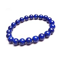 9mm Natural Lapis Lazuli Blue Crystal Round Beads Women Men Charm Bracelet AAAA