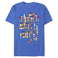 Fifth Sun Lego Iconic Build Birthday Young Men's Short Sleeve Tee Shirt, Royal Blue Heather, XX-Large