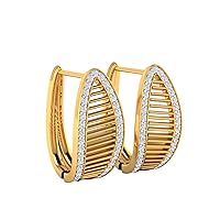 VVS Certfied Luxury 14K White Gold/Yellow Gold/Rose Gold 0.35 Carat Natural Diamond Hoop Earrings For Women With Pushback Setting
