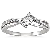 1/3 Carat TW Princess Cut Diamond Engagement Ring in 10K White Gold