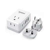 US to UK Ireland Travel Adapter (X232G, 1 Pack) & Swappable Type E/F Plug Attachment Only (R-X232E/F, 1 Pack)