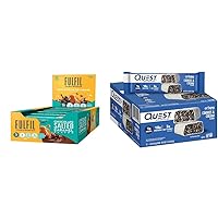 FULFIL Vitamin Protein Bars, Chocolate Salted Caramel, 15g Protein, 12 Count & Quest Cookies Cream Hero Protein Bars, 18g Protein, 12 Count