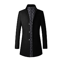 Men's Business Overcoat Wool Blend Pea Coat Single Breasted Trench Coats Slim Fit Single Breasted Trench Coat Top