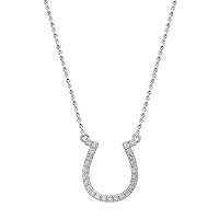 Dazzlingrock Collection 0.22 Carat (ctw) Round White Diamond Horseshoe Pendant with 18 inch Chain for Women in 14K Gold