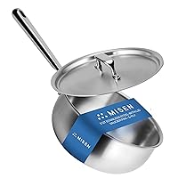 Misen Premium Saucier Pan with Lid & Stay Cool Handle - 5-Ply Stainless Steel Cookware - Gas, Electric & Induction Cooking, Thick Bottom, Nonstick Interior, Heats Evenly - 3 Quarts