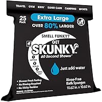 XL 82% Larger Disposable Rinse-Free Bathing Sponge Wipes, AS-SEEN-ON-TV, Cleans Without a Shower, Just Add Water, Lather, Scrub & Dry with No Sticky Residue, Gym, Elder Care, Kids & More