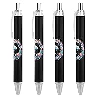 Dolphin Flower Ballpoint Pens Black Ink Ball Point Pen Retractable Journaling Pen Work Pens for Men Women Office Supplies 4 PCS