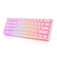 GK61 Mechanical Gaming Keyboard - 61 Keys Multi Color RGB Illuminated LED Backlit Wired Programmable for PC/Mac Gamer (Gateron Optical Brown, Prism Pink)