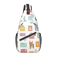 Pizza Pattern Print Sling Bag Crossbody Sling Backpack Travel Hiking Chest Bags For Women Men