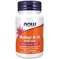 Supplements, Methyl B-12 (Methylcobalamin) 5,000 mcg, Nervous System Health*, 120 Lozenges