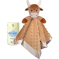 Highland Cow Security Blanket Soft Loveys for Boys Babies Newborn Lovie Infant Blankie Baby Stuff Baby Snuggle Toy Baby Gifts 16 Inch