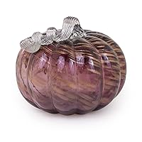 Decorative Tabletop Glass Pumpkin, 8.5 x 7-Inches, Mellow Mauve