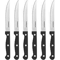 Cusinart Knife Set, 6pc Steak Knife Set with Steel Blades for Precise Cutting, Lightweight, Stainless Steel & Durable, C77TR-6PSK, Black
