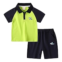 2Pcs Baby Boys Casual Shirt Shark Print Short Sleeve Shorts Set Cotton Soft Kids Clothes Suit Outdoor Activities