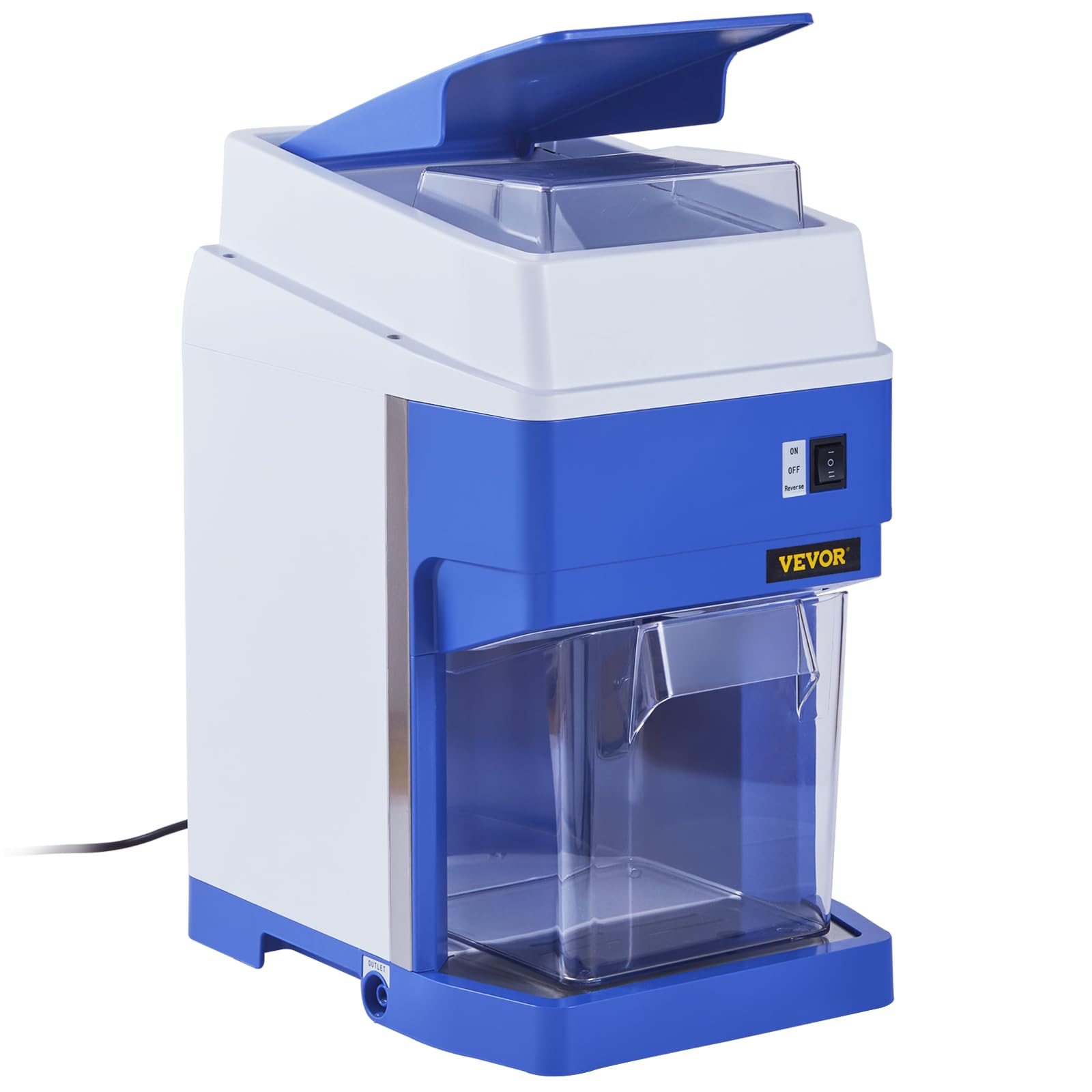 VEVOR Commercial Shaver Crusher 265lbs Per Hour Electric Snow Cone Maker 300W Tabletop Shaved Ice Machine, Medium, Blue