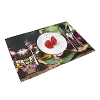 Vegetable Fruit Print Dining Table Placemats Set of 4,Table Mats for Home Kitchen Dining Decor 12 X 18 Ininches,Washable