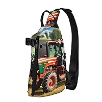 Company Farm Tractors Print Crossbody Backpack,Travel Hiking Cross Bag Diagonally, Cycling Bag