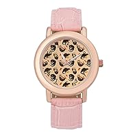 Tiny Otters and Their Sushi Classic Watches for Women Funny Graphic Pink Girls Watch Easy to Read