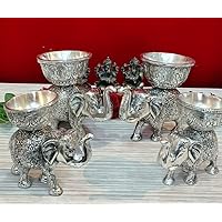 german silver fully carved elephant bowl set of 4 pieces fully carved for gift purpose/servings snacks/home decor