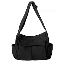 Messenger Bag for Men Women Canvas Shoulder Bag with Adjustable Shoulder Strap Large Casual Cross Body Bag for College Work Shopping Travel Daily Shoulder Bags