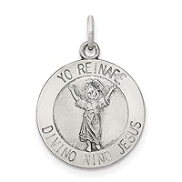 Solid 925 Sterling Silver Divino Nino Medal (Divine Infant Jesus) Customize Personalize Engravable Charm Pendant Jewelry Gifts For Women or Men (Length 0.9