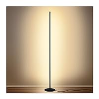 Modern Led Standing Corner Lamp Black Decor Contemporary Metal Floor Lamp for Living Room Bedrooms with Remote & Touch Control