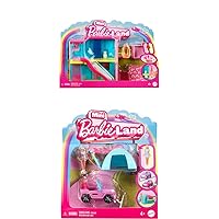 Bundle of Barbie Mini BarbieLand Mini Dreamhouse with Surprise 1.5-inch Doll, Furniture & Accessories, Elevator & Pool + Mini BarbieLand 1.5-inch Doll & Iconic Toy Vehicle with Color-Change Surprise
