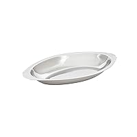 Thunder Group SLGT112 Au Gratin Dish, 12 oz. Capacity, Oval, Crumb Groove, 18/8 Stainless Steel, Mirror-Finish, Pack of 12