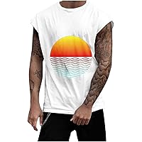 Men's Graphic Tank Top Sleeveless Workout Tops Summer Stylish Hawaiian Tee Shirts Loose Fit Fitness Pullover Vest