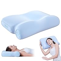 SKG P3E Cervical Neck Pillow for Sleeping, 3-Layer Ergonomic Neck Pillow with Adjustable Pillow Raiser for Side & Back Sleepers, Ergonomic Memory Foam Pillow