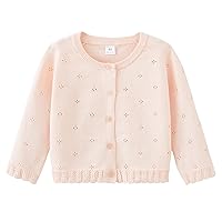 Baby Girls Front Button Spring Cotton Cardigan Long Sleeve Crew Neck Knit Sweater Casual Home Wear