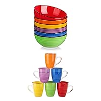 vancasso 27 Oz Cereal Bowls and 16 Oz Coffee Mugs, Multicolor
