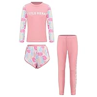 iiniim Kids 3 Piece Long Sleeve Swimsuits Rash Guard Swimwear UPF 50+ Swim Shirt Legging Pants Bathing Suit