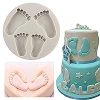 Silicone 3D Baby Foot Fondant Mold For Baby Shower Cake Decorating Cupcake Topper Candy Chocolate Gum Paste Polymer Clay Set Of 1
