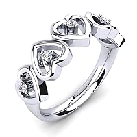 14K White Gold Plated 0.11 Cts Round D/VVS1 Diamond Heart Shape Engagement Ring