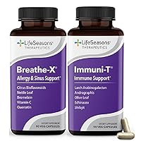 Breathe-X with Immuni-T - Allergy & Sinus Relief Supplement - Supports Sinuses & Nasal Discomfort - Non-Drowsy & Fast-Acting - 180 Capsules