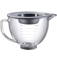 Stand Mixers Bowl for Kitchenaid 4.5 Quart and 5 Quart, Glass Mixing Bowl with Lid and Measurement Markings