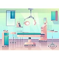 BELECO 7x5ft Fabric Cartoon Hospital Operating Room Backdrop Doctor Surgery Anesthesia Bed Medical Equipment Background Doctor Nurse Themed Party Decor Nursing Background Photo Studio Props