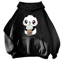 Hoodies for Teen Girls Cute Panda Print Hoodies Kawaii Animal Hoodie Long Sleeve Pullover Tops Hooded Sweatshirts for Teens