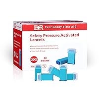 Ever Ready First Aid Safety Pressure Activated Lancets, Sterile Push Lancets with 30 Gauge for Blood Sugar Testing - 50 Count
