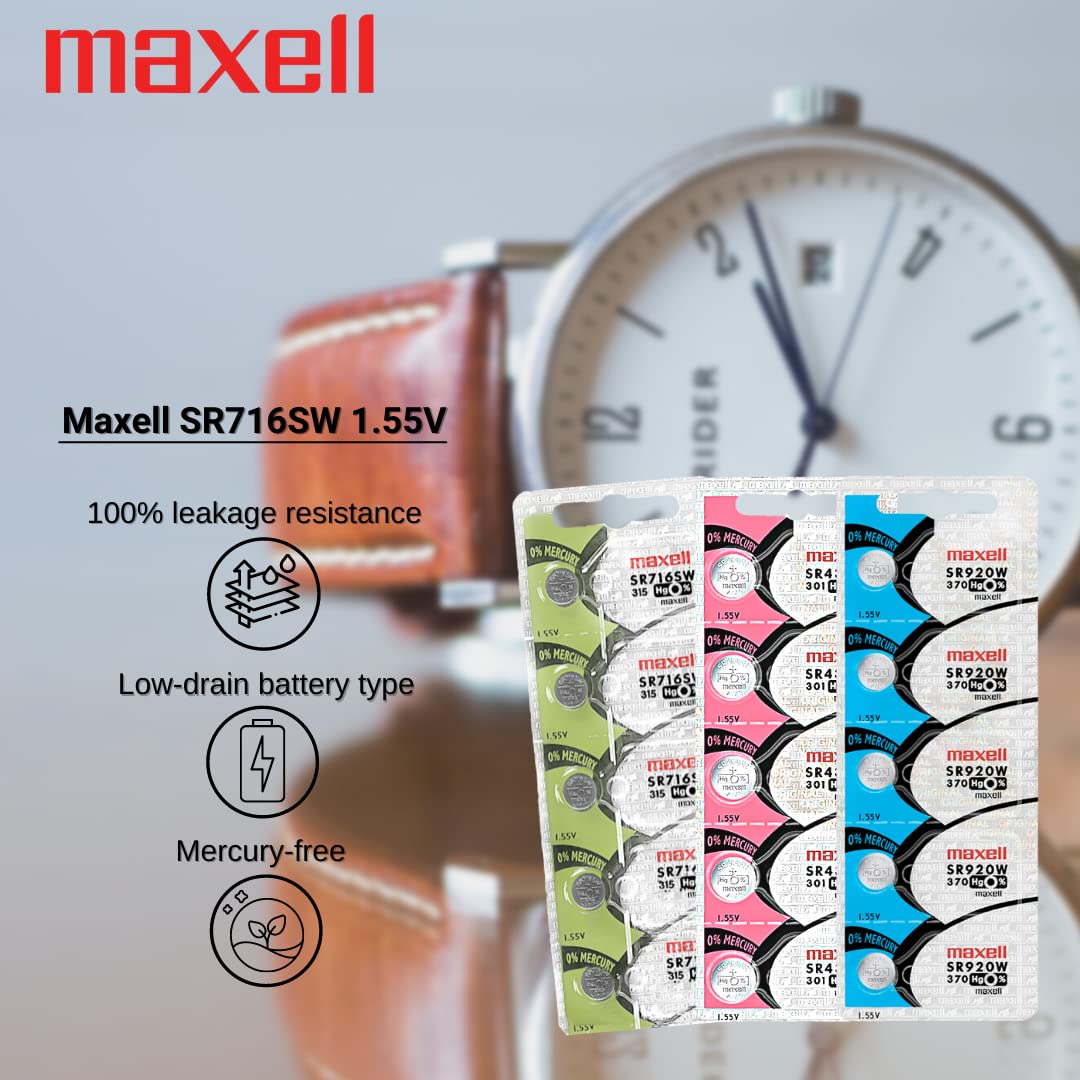 Maxell Watch Battery Button Cell SR716SW 315 Pack of 5 Batteries