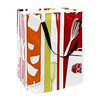 60L Collapsible Laundry Basket with Handles Dirty Clothes Hamper Bag for College Closet Bedroom Laundry Room Snacks Books Toys Storage Kitchen Utensils Pattern