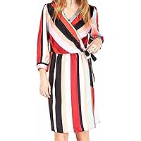 Women's Striped Print Wrap Dress (Reality Stripe, xx-Large)