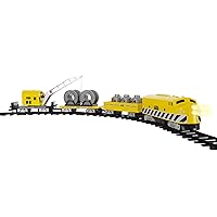 Battery-Operated Construction Toy Train Set with Locomotive, Train Cars, Track & Remote with Authentic Train Sounds, & Lights for Kids 4+