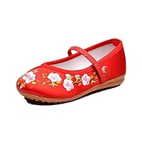 Girl's Embroidery Mary-Jane Shoes Kid's Cute Flat Shoe