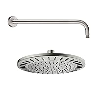 BRIGHT SHOWERS Rain Shower Head, 9 Inch High Pressure Waterfall Showerhead with 16 Inch Shower Head Extension Arm, Brushed Nickel