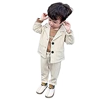 Boys' Stripe Two-Piece Suit Set,Notch Lapel Two Buttons,Formal Daily Pageboy Prom Tuxedos