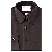 Gold Label Men's Big and Tall Point Collar Dress Shirt Long Sleeve with Pocket, Non-Iron Wrinkle-Resistant