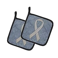 Caroline's Treasures AN1210PTHD Clear Ribbon for Lung Cancer Awareness Pair of Pot Holders Kitchen Heat Resistant Pot Holders Sets Oven Hot Pads for Cooking Baking BBQ, 7 1/2 x 7 1/2